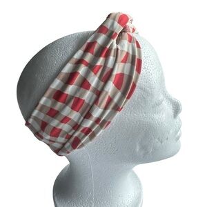 Aerie Offline Women’s Red Gingham Checked Top Knot Headband NWT